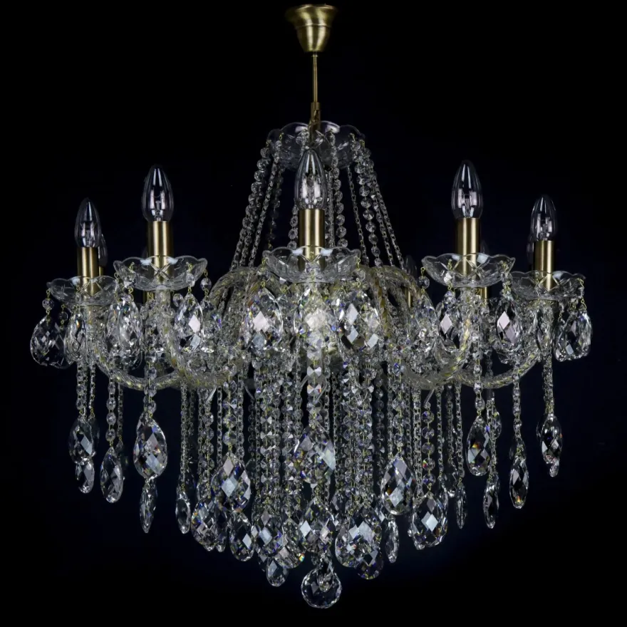 Casa Padrino Luxus Barock Kristall Kronleuchter Gold Ø 73 x H. 73 cm - Prunkvolle Messing Kronleuchter mit böhmischem Kristallglas - Barock Möbel - Edel & Prunkvoll