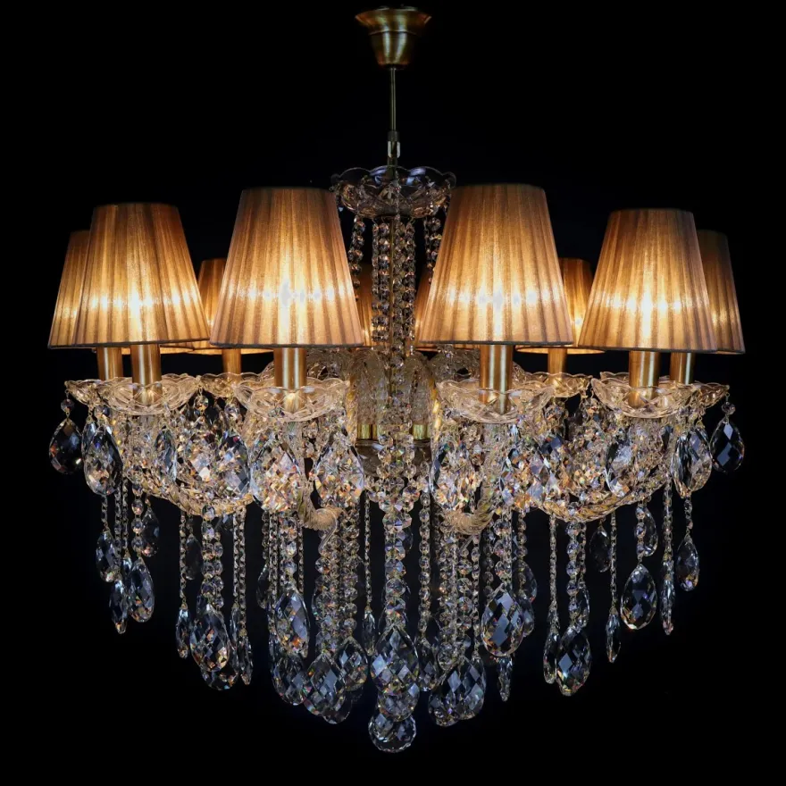 Casa Padrino Luxus Barock Kristall Kronleuchter Gold Ø 73 x H. 73 cm - Prunkvolle Messing Kronleuchter mit böhmischem Kristallglas - Barock Möbel - Edel & Prunkvoll