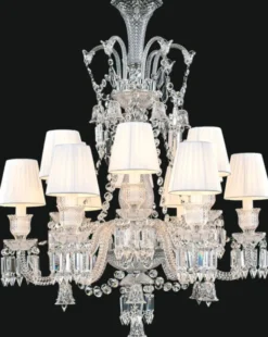 Casa Padrino Luxus Barock Kristallglas Kronleuchter Silber / Weiß Ø 80 x H. 100 cm - Hotel & Restaurant Kronleuchter - Edel & Prunkvoll