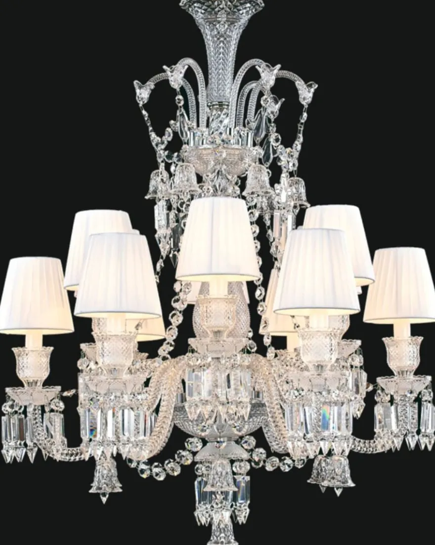 Casa Padrino Luxus Barock Kristallglas Kronleuchter Silber / Weiß Ø 80 x H. 100 cm - Hotel & Restaurant Kronleuchter - Edel & Prunkvoll