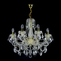 Casa Padrino Luxus Barock Kristall Kronleuchter Gold Ø 65 x H. 62 cm - Prunkvoller Messing Kronleuchter mit böhmischem Kristallglas - Barock Möbel - Edel & Prunkvoll