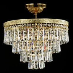 Casa Padrino Luxus Barock Kristall Kronleuchter Gold Ø 40 x H. 34 cm - Prunkvolle Messing Kronleuchter mit böhmischem Kristallglas - Barock Möbel - Edel & Prunkvoll