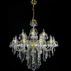 Casa Padrino Luxus Barock Kristall Kronleuchter Gold Ø 90 x H. 105 cm - Prunkvolle Messing Kronleuchter mit böhmischem Kristallglas - Barock Möbel - Edel & Prunkvoll