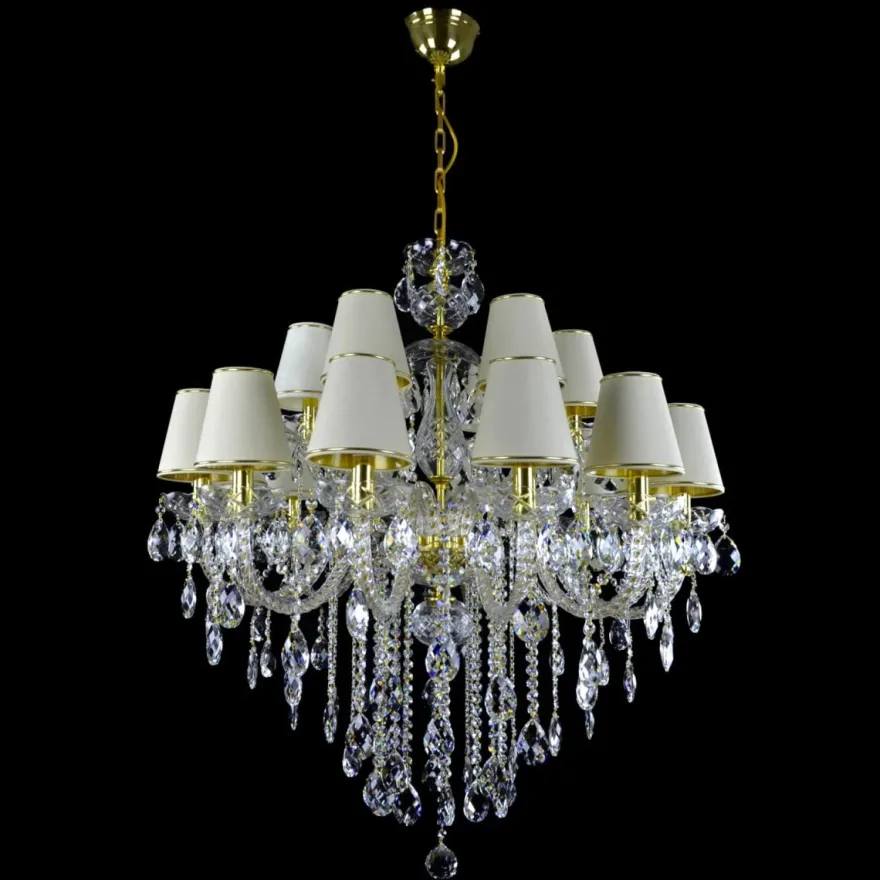 Casa Padrino Luxus Barock Kristall Kronleuchter Gold Ø 90 x H. 105 cm - Prunkvolle Messing Kronleuchter mit böhmischem Kristallglas - Barock Möbel - Edel & Prunkvoll