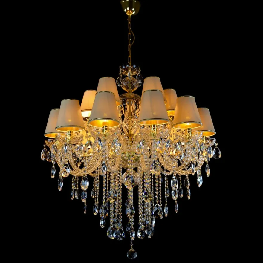 Casa Padrino Luxus Barock Kristall Kronleuchter Gold Ø 90 x H. 105 cm - Prunkvolle Messing Kronleuchter mit böhmischem Kristallglas - Barock Möbel - Edel & Prunkvoll