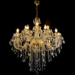 Casa Padrino Luxus Barock Kristall Kronleuchter Gold Ø 90 x H. 105 cm - Prunkvolle Messing Kronleuchter mit böhmischem Kristallglas - Barock Möbel - Edel & Prunkvoll