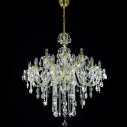 Casa Padrino Luxus Barock Kristall Kronleuchter Gold Ø 90 x H. 105 cm - Prunkvolle Messing Kronleuchter mit böhmischem Kristallglas - Barock Möbel - Edel & Prunkvoll