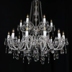 Casa Padrino Luxus Barock Kristall Kronleuchter Silber Ø 92 x H. 95 cm - Prunkvolle Messing Kronleuchter mit böhmischem Kristallglas - Barock Möbel - Edel & Prunkvoll
