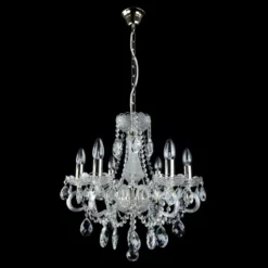 Casa Padrino Luxus Barock Kristall Kronleuchter Silber Ø 50 x H. 54 cm - Prunkvolle Messing Kronleuchter mit böhmischem Kristallglas - Barock Möbel - Edel & Prunkvoll