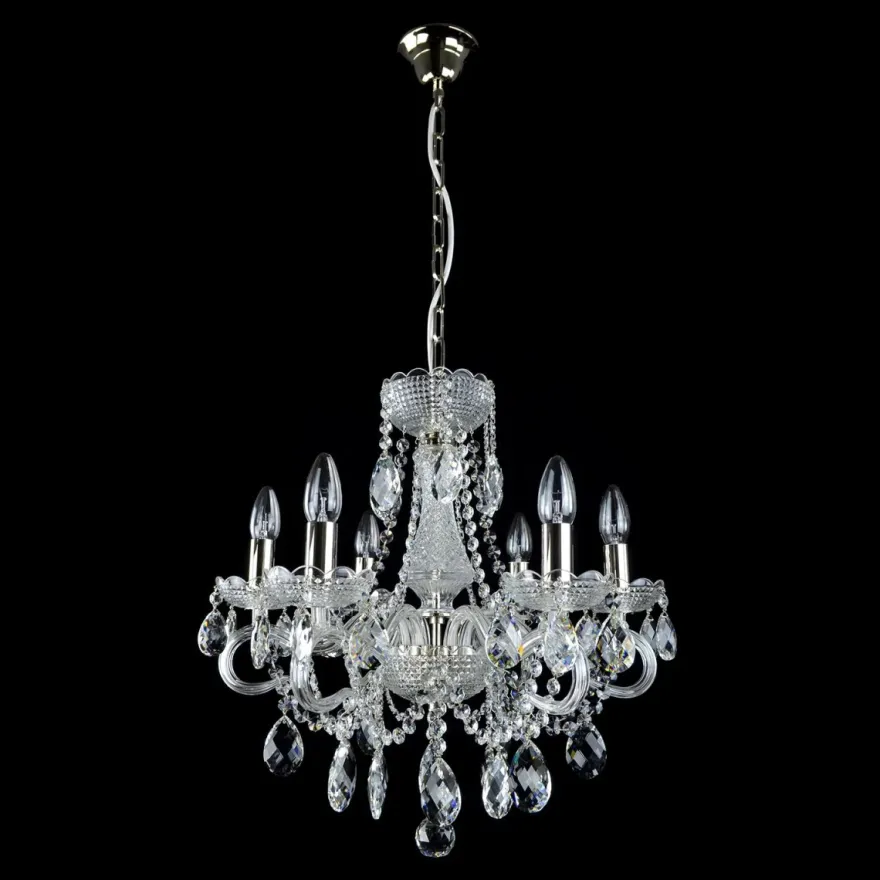 Casa Padrino Luxus Barock Kristall Kronleuchter Silber Ø 50 x H. 54 cm - Prunkvolle Messing Kronleuchter mit böhmischem Kristallglas - Barock Möbel - Edel & Prunkvoll