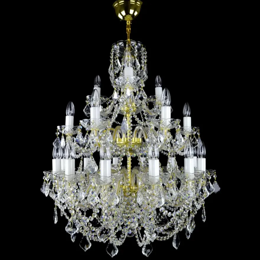 Casa Padrino Luxus Barock Kristall Kronleuchter Gold Ø 67 x H. 80 cm - Prunkvolle Messing Kronleuchter mit böhmischem Kristallglas - Barock Möbel - Edel & Prunkvoll