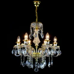 Casa Padrino Luxus Barock Kristall Kronleuchter Gold Ø 50 x H. 54 cm - Prunkvolle Messing Kronleuchter mit böhmischem Kristallglas - Barock Möbel - Edel & Prunkvoll