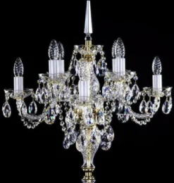Casa Padrino Luxus Barock Kristall Stehleuchte Gold Ø 56 x H. 160 cm - Prunkvolle Stehlampe mit Böhmischem Kristallglas - Barock Kristall Leuchten