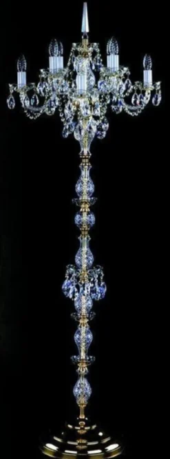 Casa Padrino Luxus Barock Kristall Stehleuchte Gold Ø 56 x H. 160 cm - Prunkvolle Stehlampe mit Böhmischem Kristallglas - Barock Kristall Leuchten
