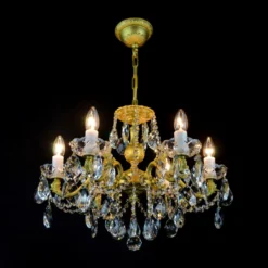 Casa Padrino Luxus Barock Kristall Kronleuchter Gold Ø 54 x H. 39 cm - Prunkvolle Messing Kronleuchter mit böhmischem Kristallglas - Barock Möbel - Edel & Prunkvoll