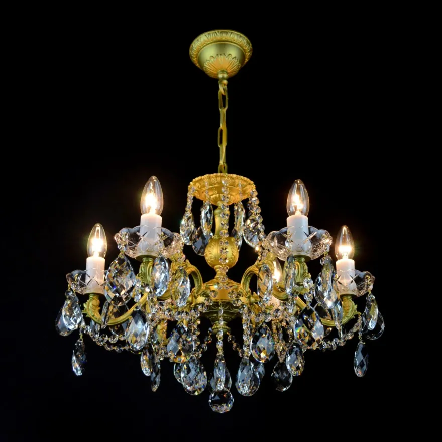 Casa Padrino Luxus Barock Kristall Kronleuchter Gold Ø 54 x H. 39 cm - Prunkvolle Messing Kronleuchter mit böhmischem Kristallglas - Barock Möbel - Edel & Prunkvoll