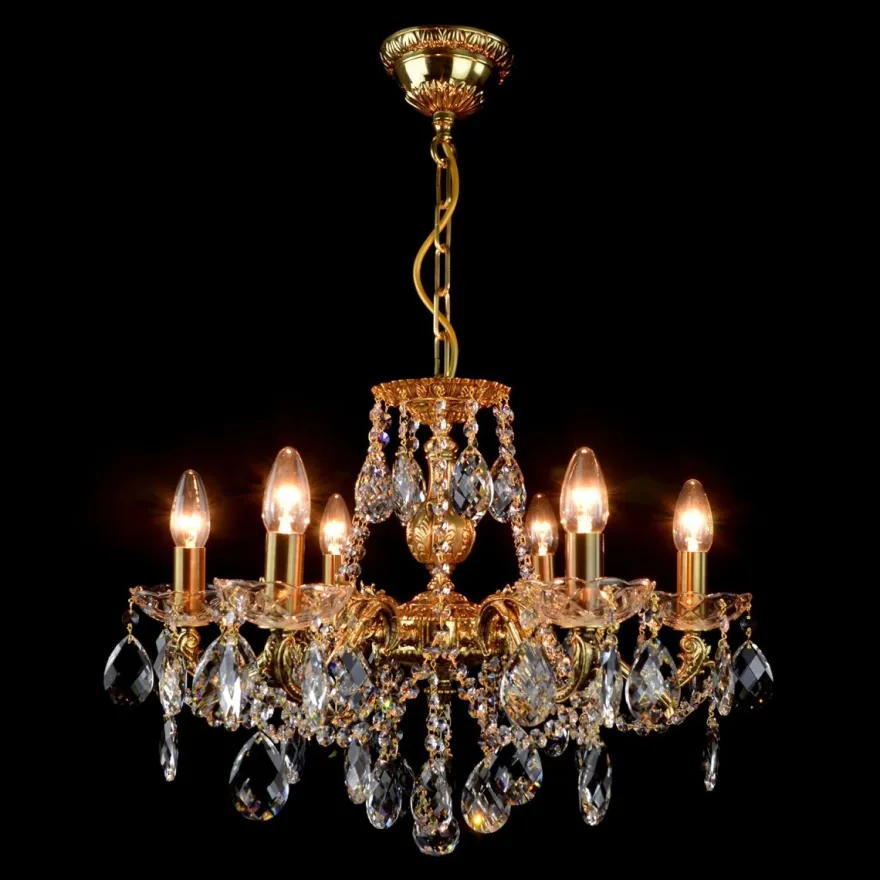 Casa Padrino Luxus Barock Kristall Kronleuchter Gold Ø 54 x H. 39 cm - Prunkvolle Messing Kronleuchter mit böhmischem Kristallglas - Barock Möbel - Edel & Prunkvoll