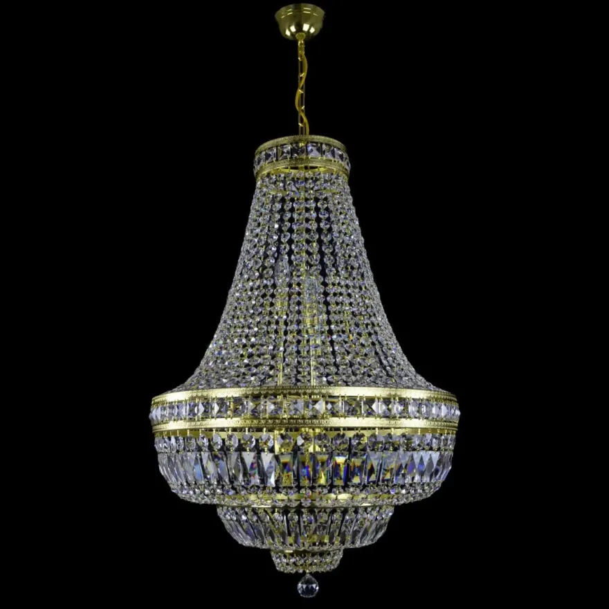 Casa Padrino Luxus Barock Kristall Kronleuchter Gold Ø 60 x H. 90 cm - Prunkvolle Messing Kronleuchter mit böhmischem Kristallglas - Barock Möbel - Edel & Prunkvoll