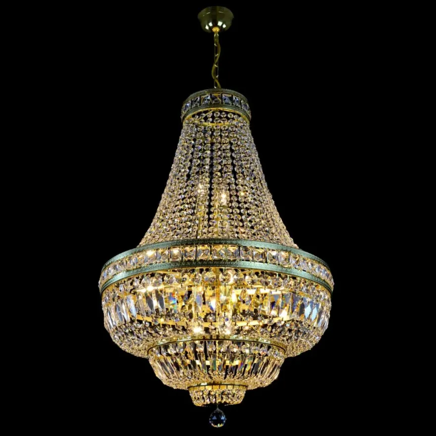 Casa Padrino Luxus Barock Kristall Kronleuchter Gold Ø 60 x H. 90 cm - Prunkvolle Messing Kronleuchter mit böhmischem Kristallglas - Barock Möbel - Edel & Prunkvoll