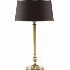 Casa Padrino Luxus Barock Kristall Tischleuchte Messing mit Patina / Dunkelbraun H. 60 cm