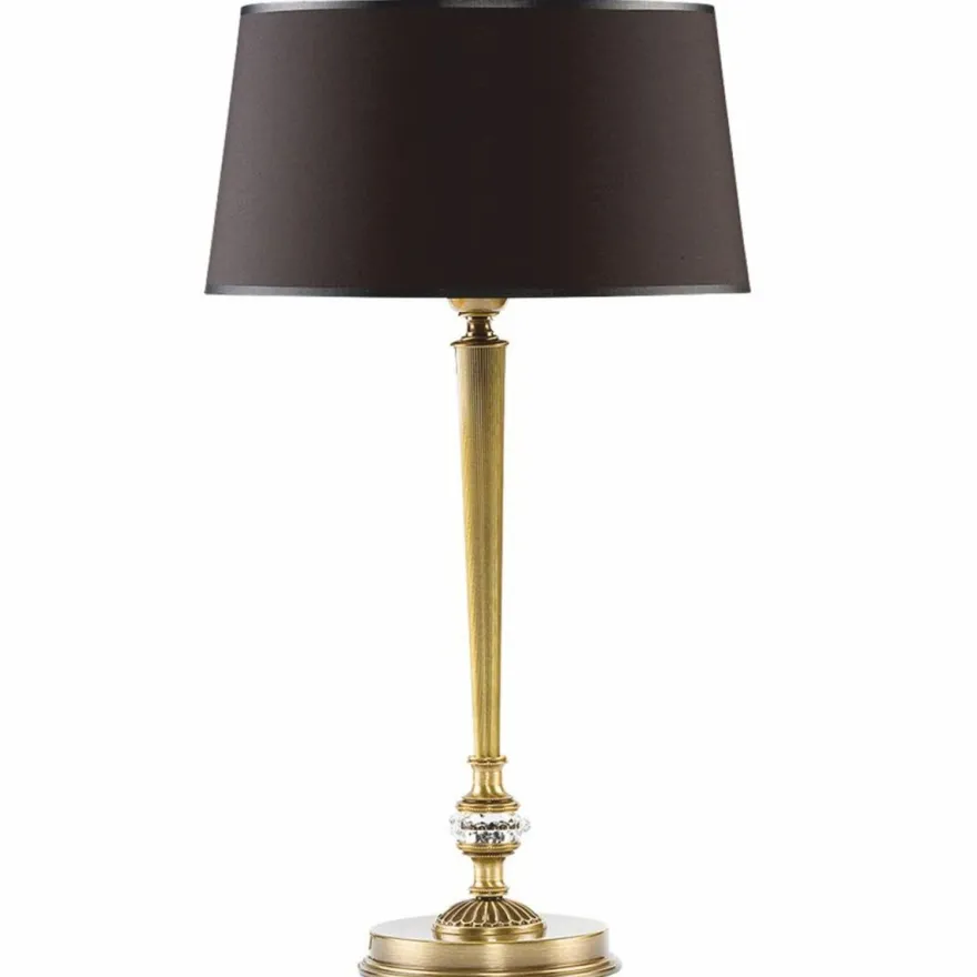 Casa Padrino Luxus Barock Kristall Tischleuchte Messing mit Patina / Dunkelbraun H. 60 cm