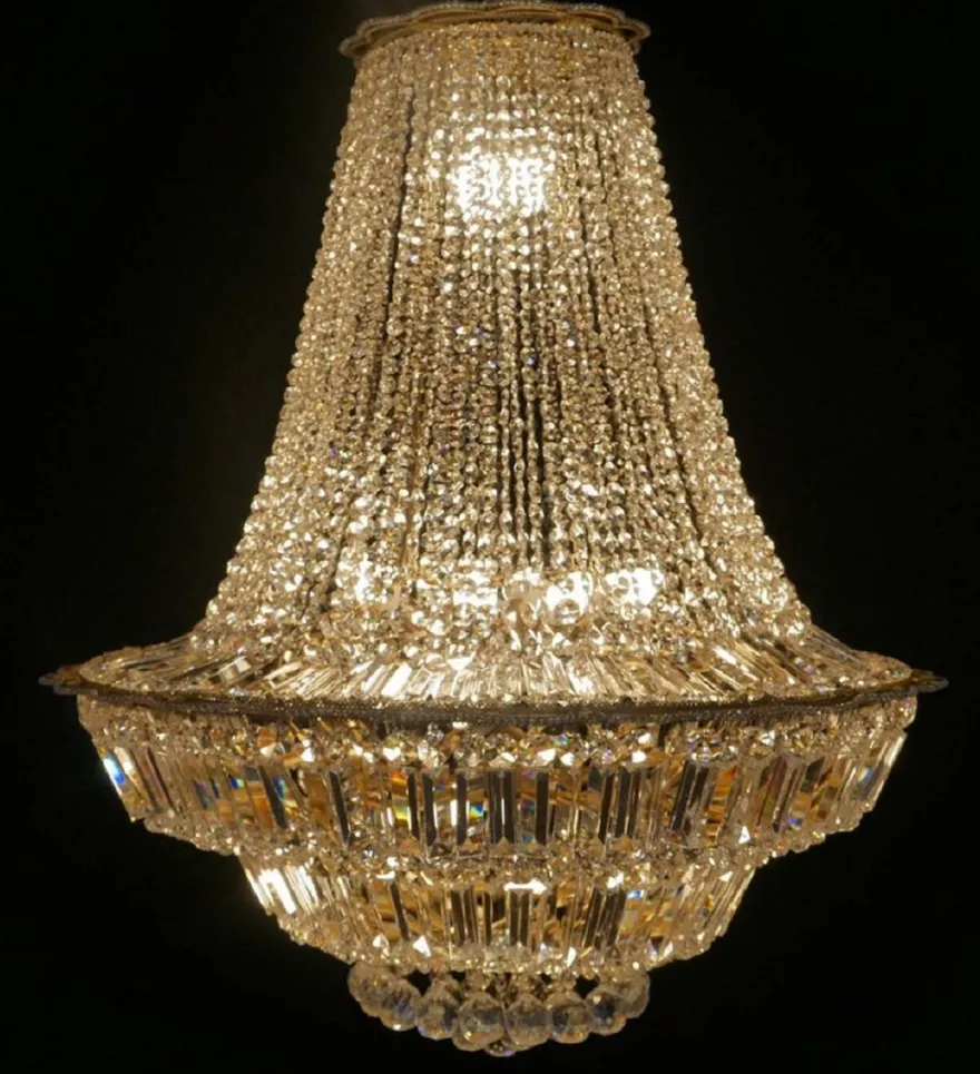 Casa Padrino Luxus Barock Kristall Kronleuchter Gold Ø 80 x H. 110 cm - Runder Barockstil Kronleuchter mit edlem Kristallglas - Barock Leuchten - Edel & Prunkvoll - Luxus Qualität - Made in Italy