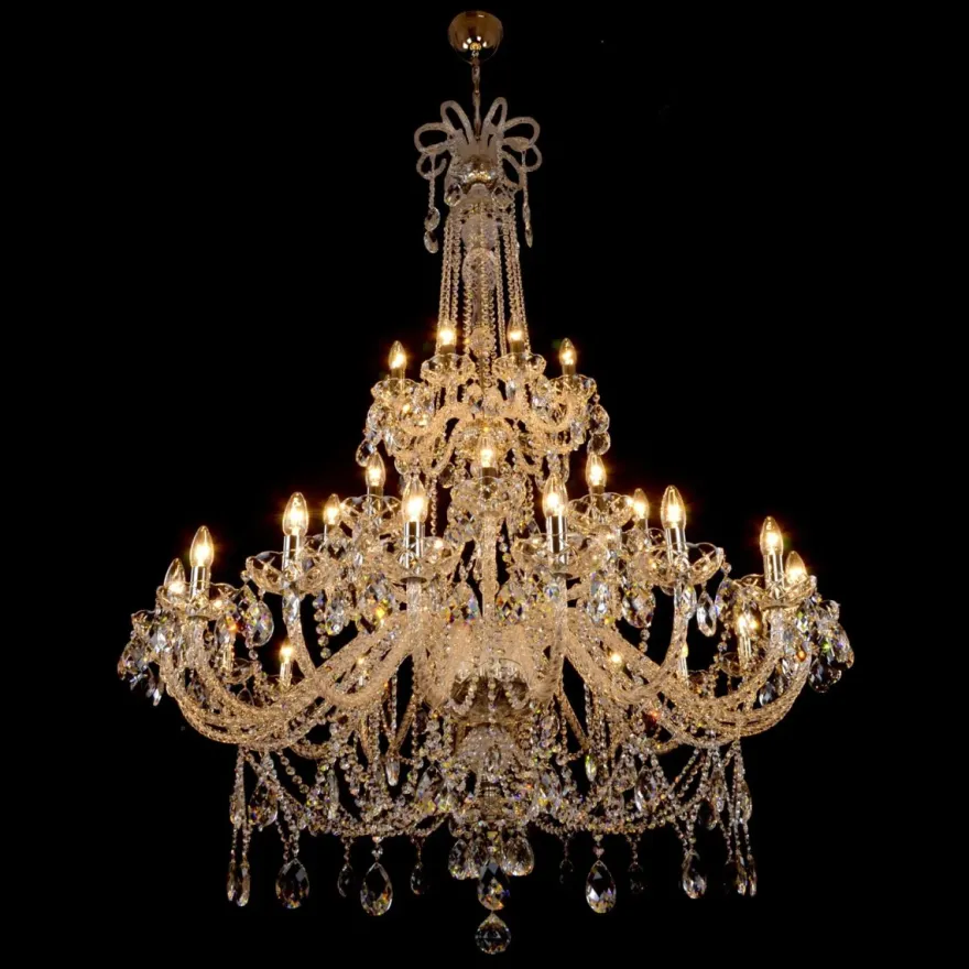 Casa Padrino Luxus Barock Kristall Kronleuchter Silber Ø 130 x H. 170 cm - Prunkvolle Messing Kronleuchter mit böhmischem Kristallglas - Barock Möbel - Edel & Prunkvoll