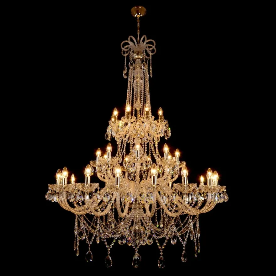 Casa Padrino Luxus Barock Kristall Kronleuchter Silber Ø 130 x H. 170 cm - Prunkvolle Messing Kronleuchter mit böhmischem Kristallglas - Barock Möbel - Edel & Prunkvoll