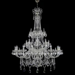 Casa Padrino Luxus Barock Kristall Kronleuchter Silber Ø 130 x H. 170 cm - Prunkvolle Messing Kronleuchter mit böhmischem Kristallglas - Barock Möbel - Edel & Prunkvoll