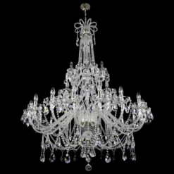 Casa Padrino Luxus Barock Kristall Kronleuchter Silber Ø 130 x H. 170 cm - Prunkvolle Messing Kronleuchter mit böhmischem Kristallglas - Barock Möbel - Edel & Prunkvoll