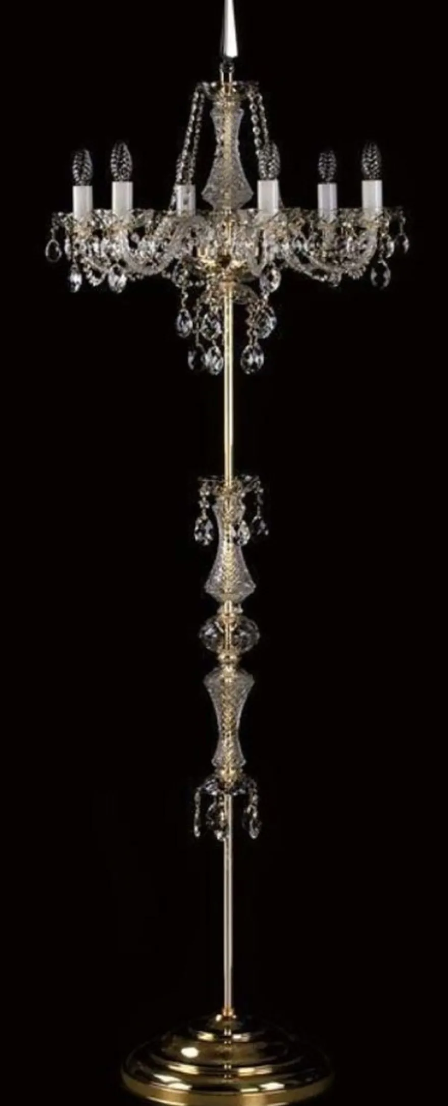 Casa Padrino Luxus Barock Kristall Stehleuchte Gold Ø 60 x H. 180 cm - Prunkvolle Stehlampe mit Böhmischem Kristallglas - Barock Kristall Leuchten