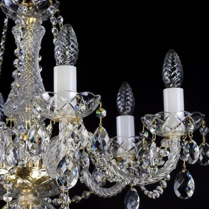 Casa Padrino Luxus Barock Kristall Stehleuchte Gold Ø 60 x H. 180 cm - Prunkvolle Stehlampe mit Böhmischem Kristallglas - Barock Kristall Leuchten