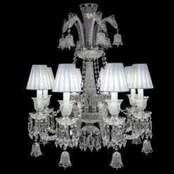 Casa Padrino Luxus Barock Kristall Kronleuchter Silber Ø 67 x H. 74 cm - Prunkvolle Messing Kronleuchter mit böhmischem Kristallglas - Barock Möbel - Edel & Prunkvoll