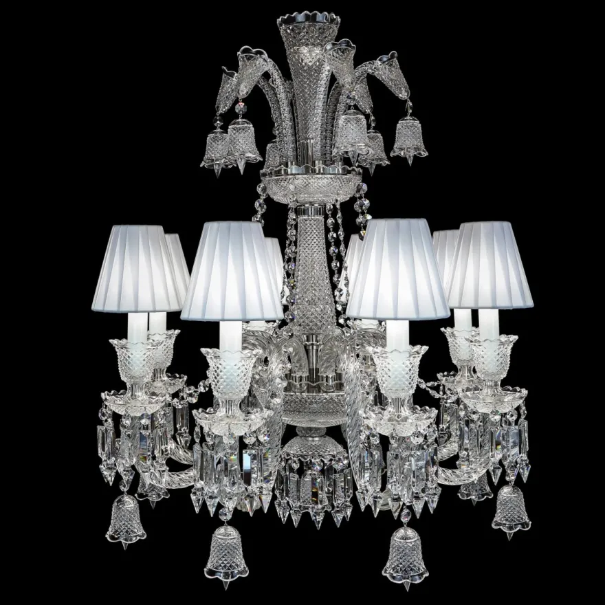 Casa Padrino Luxus Barock Kristall Kronleuchter Silber Ø 67 x H. 74 cm - Prunkvolle Messing Kronleuchter mit böhmischem Kristallglas - Barock Möbel - Edel & Prunkvoll