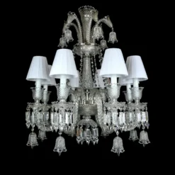 Casa Padrino Luxus Barock Kristall Kronleuchter Silber Ø 67 x H. 74 cm - Prunkvolle Messing Kronleuchter mit böhmischem Kristallglas - Barock Möbel - Edel & Prunkvoll
