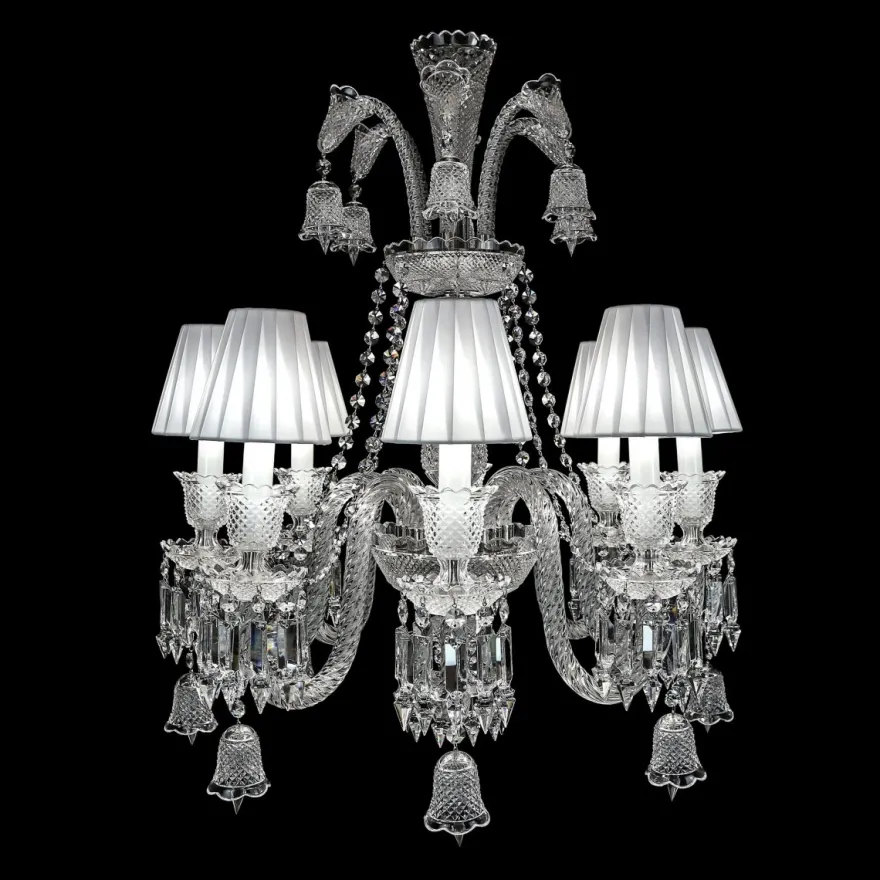 Casa Padrino Luxus Barock Kristall Kronleuchter Silber Ø 67 x H. 74 cm - Prunkvolle Messing Kronleuchter mit böhmischem Kristallglas - Barock Möbel - Edel & Prunkvoll
