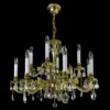 Casa Padrino Luxus Barock Kristall Kronleuchter Gold Ø 77 x H. 59 cm - Prunkvolle Messing Kronleuchter mit böhmischem Kristallglas - Barock Möbel - Edel & Prunkvoll