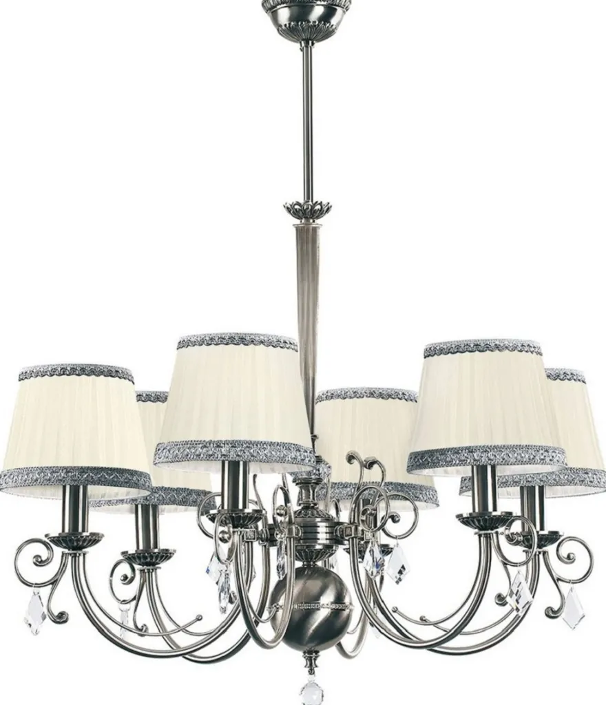 Casa Padrino Luxus Barock Kristall Kronleuchter Silber / Creme Ø 73 cm