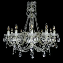 Casa Padrino Luxus Barock Kristall Kronleuchter Gold Ø 76 x H. 78 cm - Prunkvolle Messing Kronleuchter mit böhmischem Kristallglas - Barock Möbel - Edel & Prunkvoll
