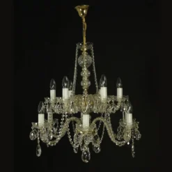 Casa Padrino Luxus Barock Kristall Kronleuchter Gold Ø 66 x H. 65 cm - Prunkvolle Messing Kronleuchter mit böhmischem Kristallglas - Barock Möbel - Edel & Prunkvoll