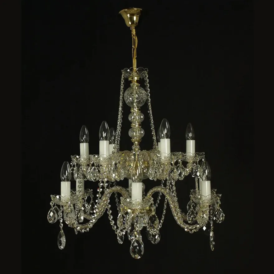 Casa Padrino Luxus Barock Kristall Kronleuchter Gold Ø 66 x H. 65 cm - Prunkvolle Messing Kronleuchter mit böhmischem Kristallglas - Barock Möbel - Edel & Prunkvoll