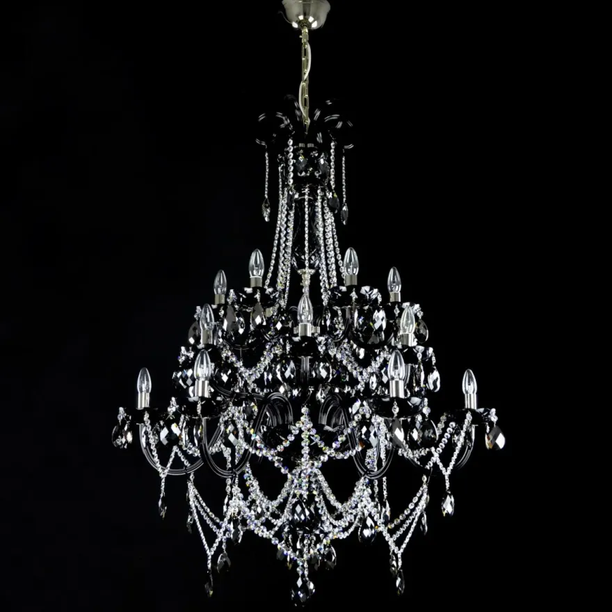 Casa Padrino Luxus Barock Kristall Kronleuchter Silber Ø 95 x H. 130 cm - Prunkvolle Messing Kronleuchter mit böhmischem Kristallglas - Barock Möbel - Edel & Prunkvoll