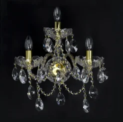Casa Padrino Luxus Barock Kristall Wandleuchte Gold 38 x 22 x H. 38 cm - Prunkvolle Messing Wandleuchte mit böhmischem Kristallglas - Barock Möbel - Edel & Prunkvoll