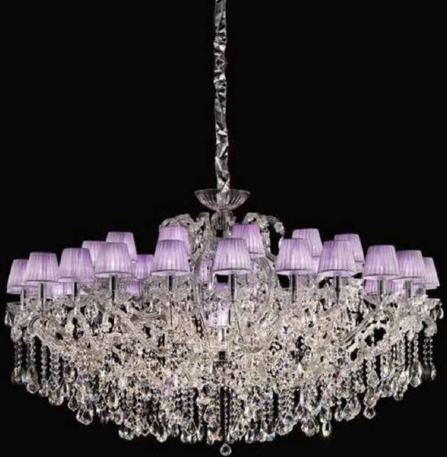 Casa Padrino Luxus Barock Kristallglas Kronleuchter Silber / Lila Ø 165 x H. 95 cm - Venezianischer Kronleuchter - Schloss Kronleuchter - Palast Kronleuchter - Luxus Qualität - Made in Italy