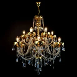 Casa Padrino Luxus Barock Kristall Kronleuchter Gold Ø 78 x H. 88 cm - Prunkvolle Messing Kronleuchter mit böhmischem Kristallglas - Barock Möbel - Edel & Prunkvoll