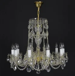 Casa Padrino Luxus Barock Kristall Kronleuchter Gold Ø 65 x H. 52 cm - Prunkvolle Messing Kronleuchter mit böhmischem Kristallglas - Barock Möbel - Edel & Prunkvoll