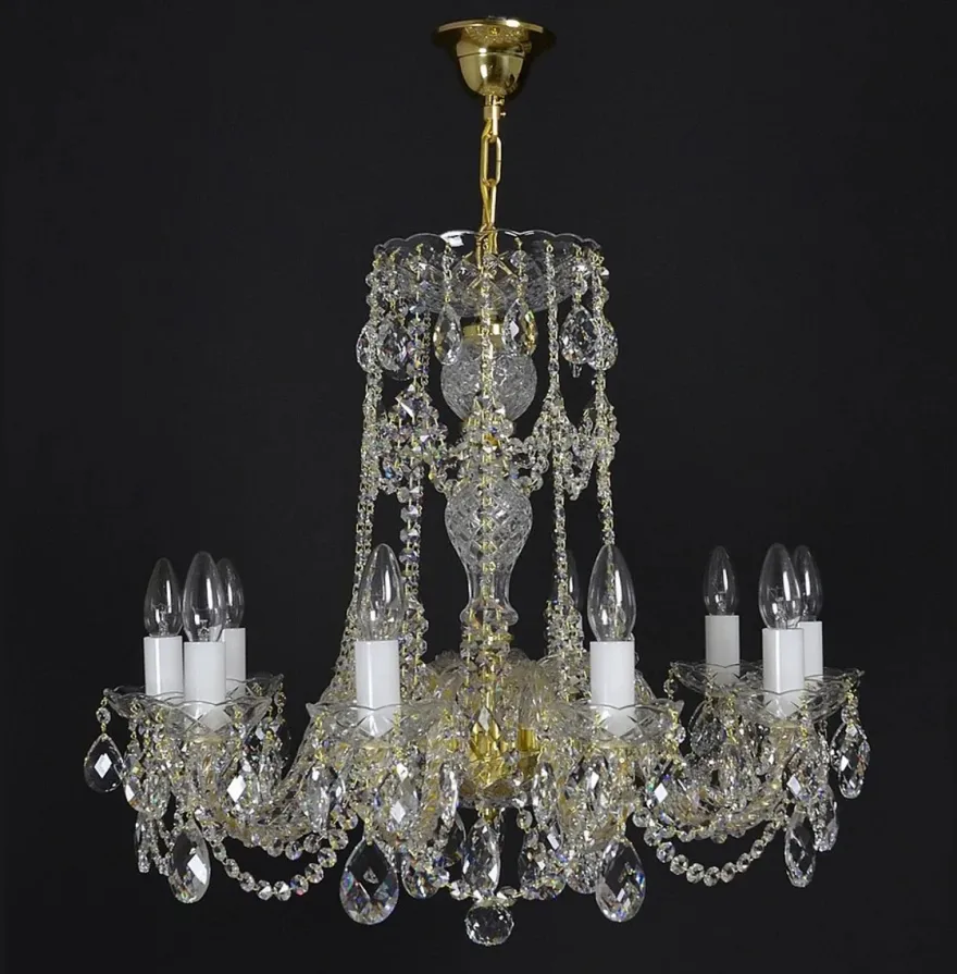 Casa Padrino Luxus Barock Kristall Kronleuchter Gold Ø 65 x H. 52 cm - Prunkvolle Messing Kronleuchter mit böhmischem Kristallglas - Barock Möbel - Edel & Prunkvoll