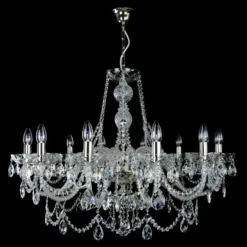 Casa Padrino Luxus Barock Kristall Kronleuchter Silber Ø 90 x H. 72 cm - Prunkvolle Messing Kronleuchter mit böhmischem Kristallglas - Barock Möbel - Edel & Prunkvoll