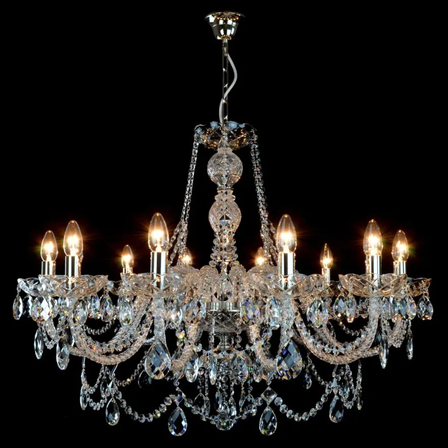 Casa Padrino Luxus Barock Kristall Kronleuchter Silber Ø 90 x H. 72 cm - Prunkvolle Messing Kronleuchter mit böhmischem Kristallglas - Barock Möbel - Edel & Prunkvoll