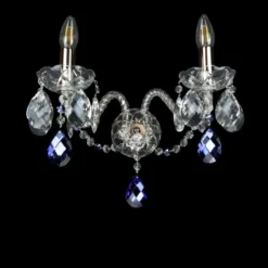 Casa Padrino Luxus Barock Kristall Wandleuchte Silber 38 x 18 x H. 26 cm - Prunkvolle Messing Wandleuchte mit böhmischem Kristallglas - Barock Möbel - Edel & Prunkvoll